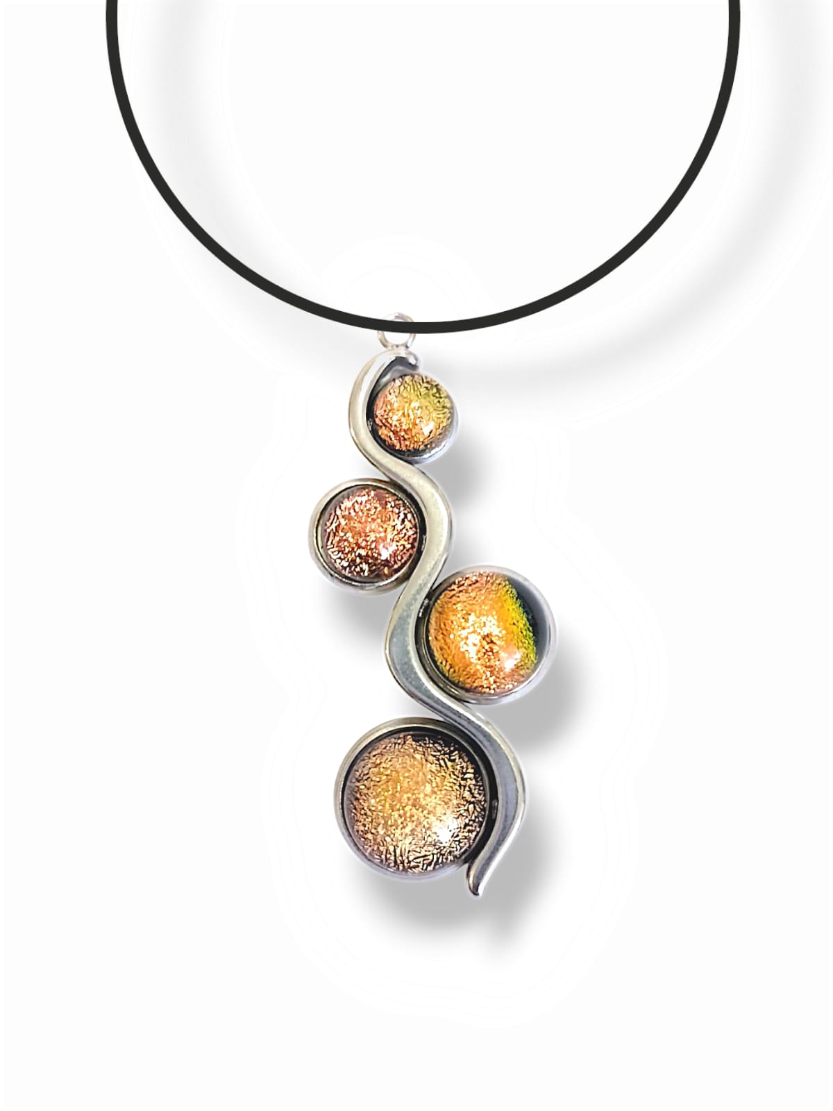 GALAXY SPARKLE NECKLACE GLASS PENDANT 4 PEARLS STEEL